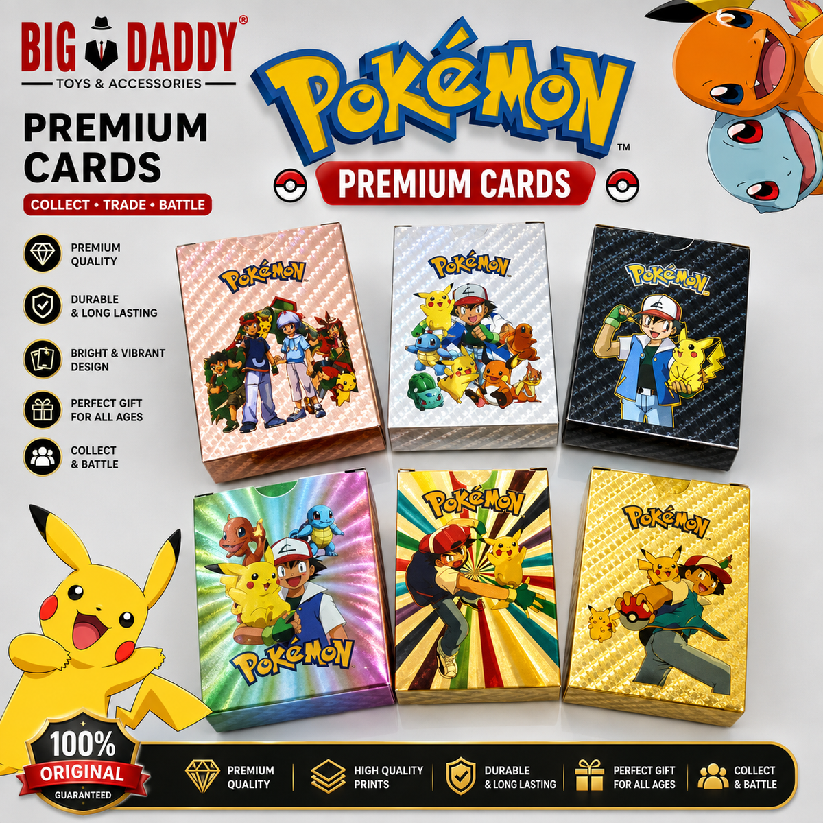Pokiimon Gold cards mix design (Pack of 10) Net price - 76