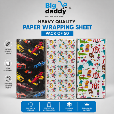 Mix Design Car / Kids wrapping sheet  Pack of 50