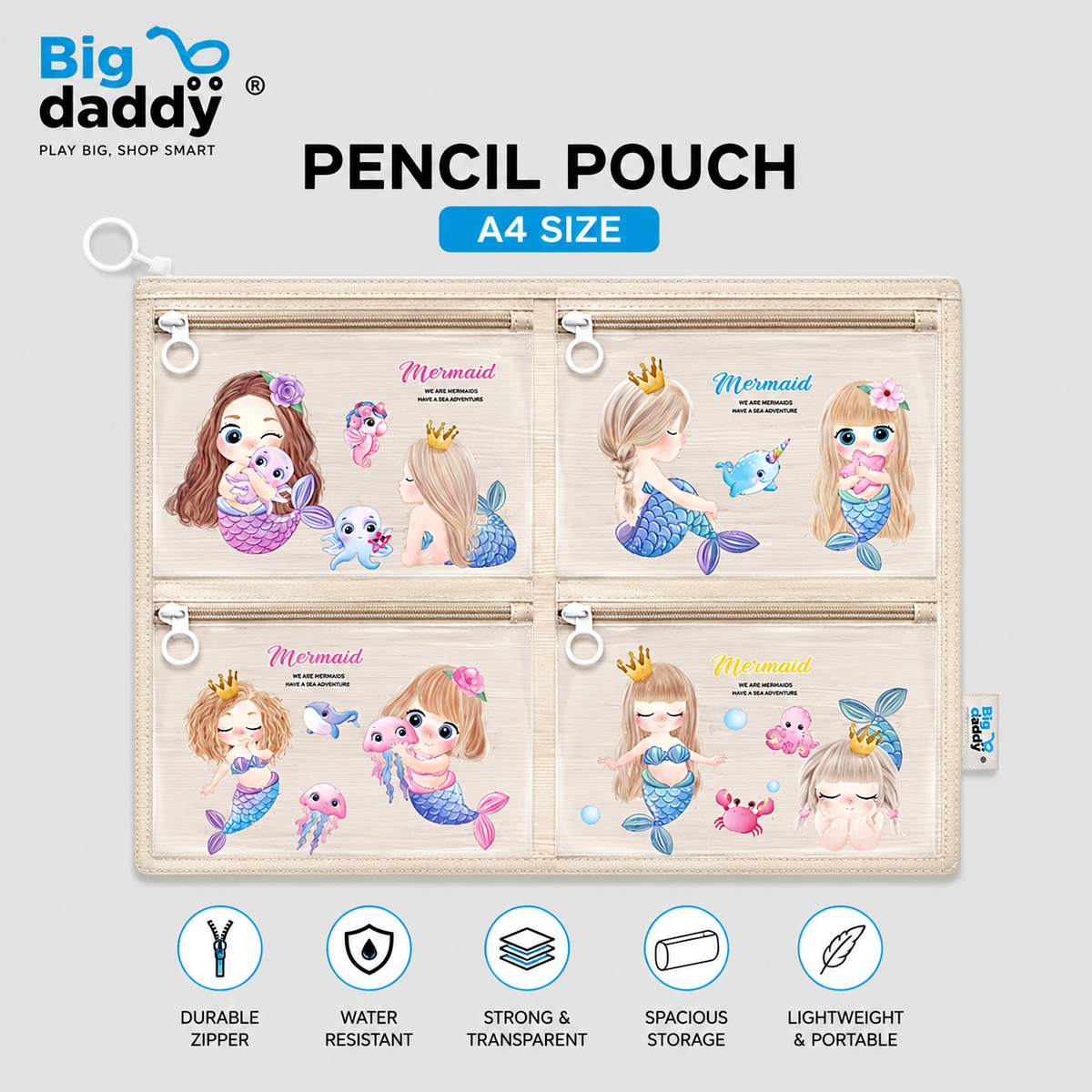 Mermaid  A4 Size file pouch  Pack of 12 ( Net price - 21 )
