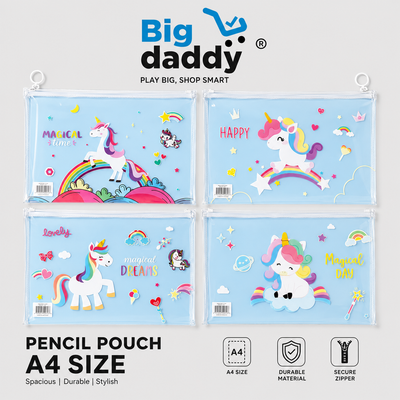Unicorn transparent A4 Size file pouch  Pack of 12 ( Net price - 21 )