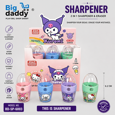 kuromi oval  Shape Sharpener with eraser   pack of 24 ( Net price - 13 )