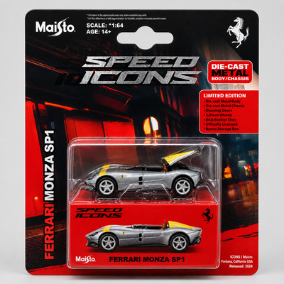 Maisto 1:64 Ferrari Monza SP1 Die-Cast Metal Car – Silver