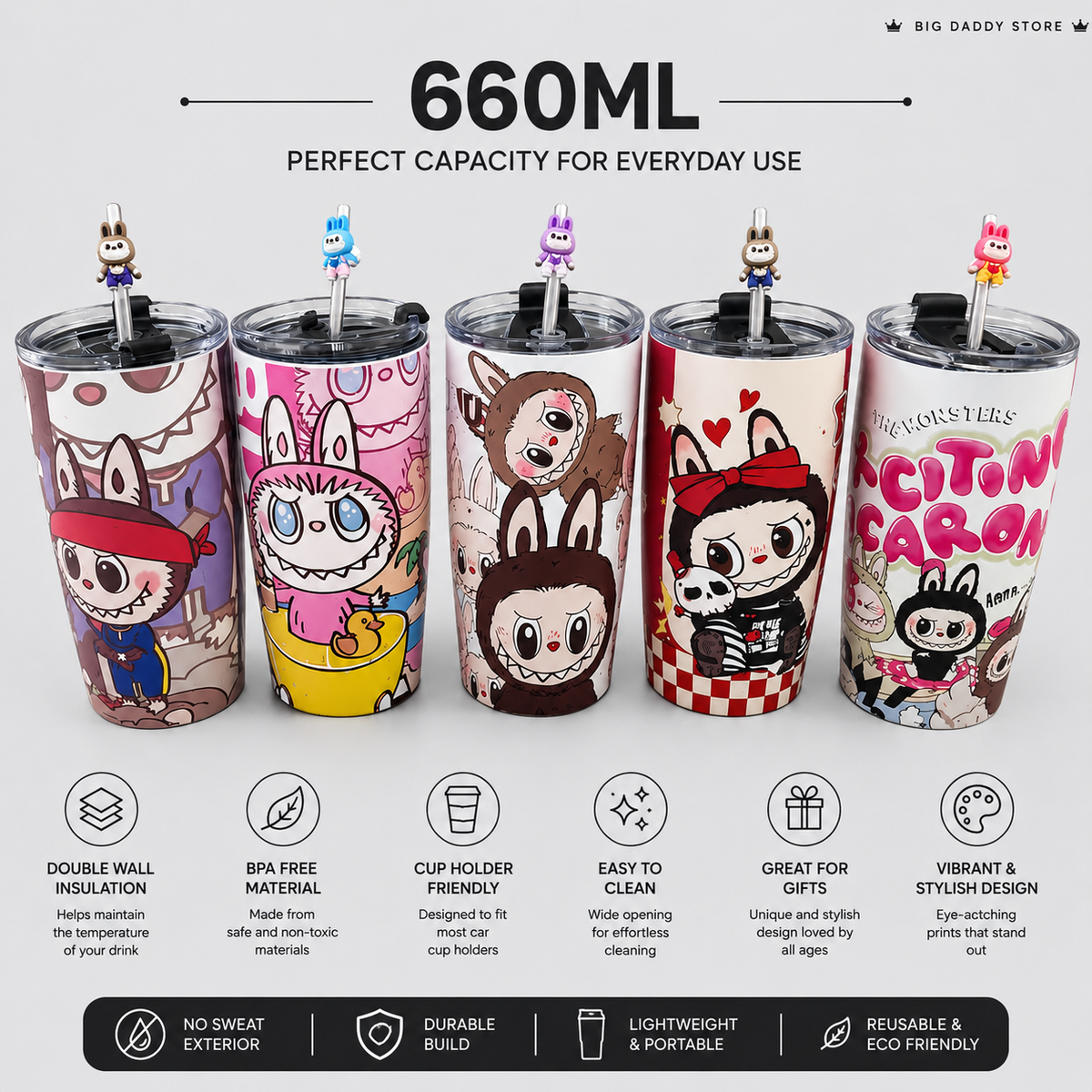 660ML new labubu sipper