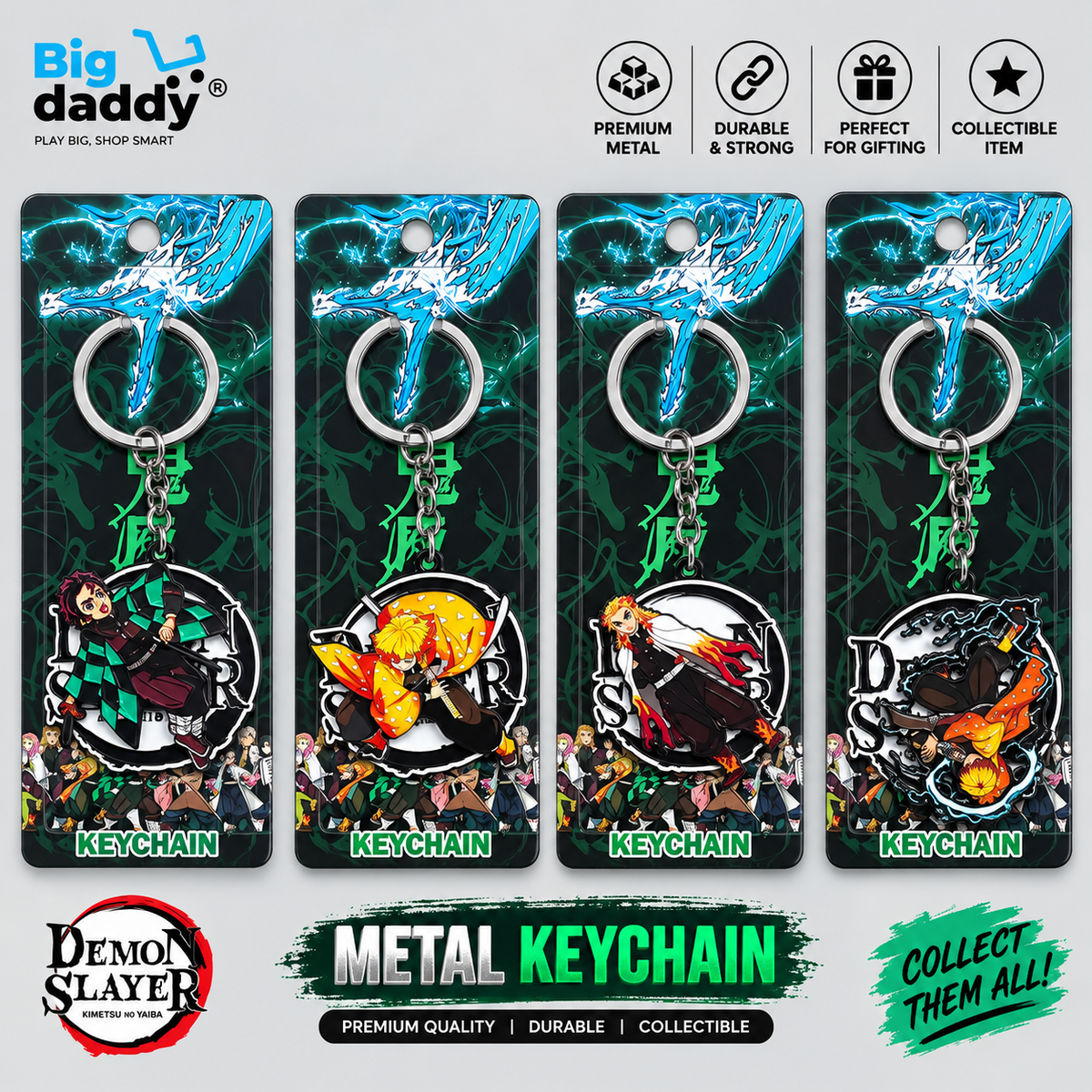 Tanjiro & team Mix design Rotating keychain Pack of 10 ( Net price 45 )