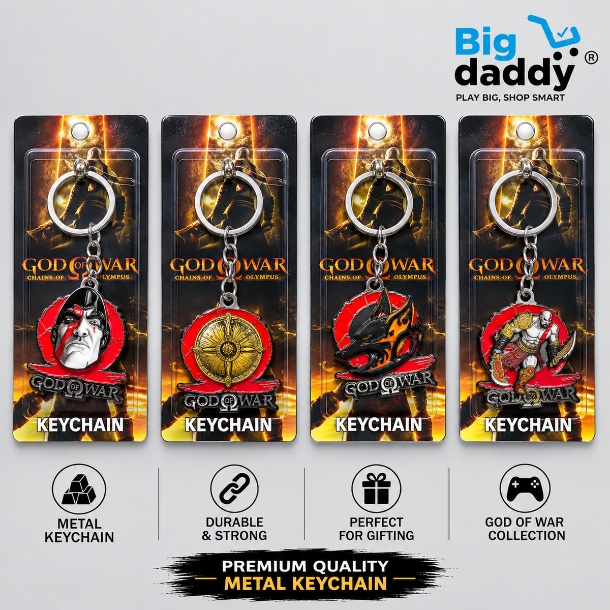 God of war  Mix Rotating keychain pack of 10 ( Net price - 45 )