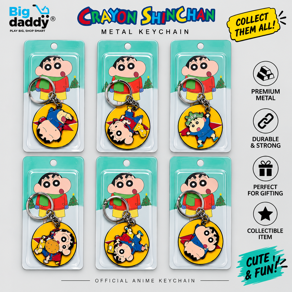 Shinchan Dancing Mix design Rotating keychain Pack of 10 ( Net price 45 )