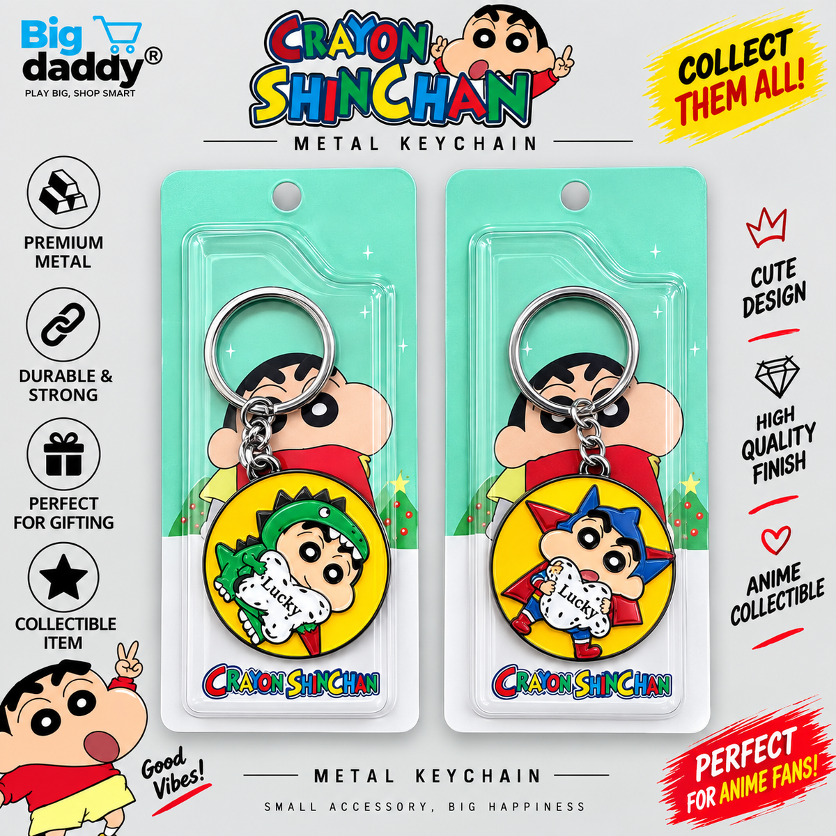 Shinchan Eating Ramen  Rotating keychain  Pack of 5 ( Net price -45 )
