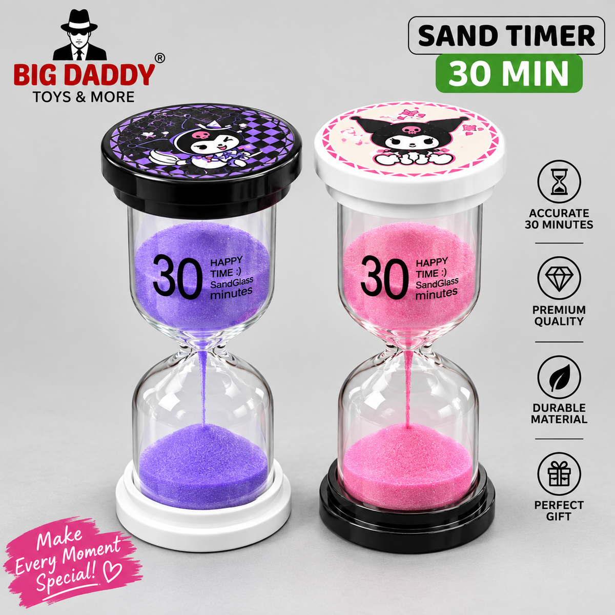 Glass sand Timer 30mins time Pack of 2 ( Net price - 135 )