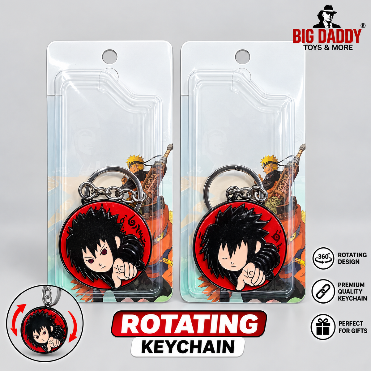 Sasuke face  mix design Rotating keychain Pack of 5 ( Net price 45 )
