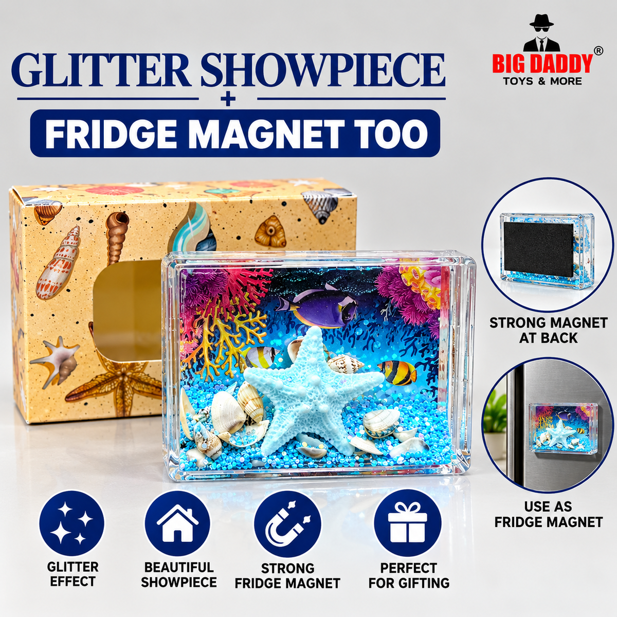 New starfish Glitter showpiece with magnet Pack of 2 ( Net price - 130 )