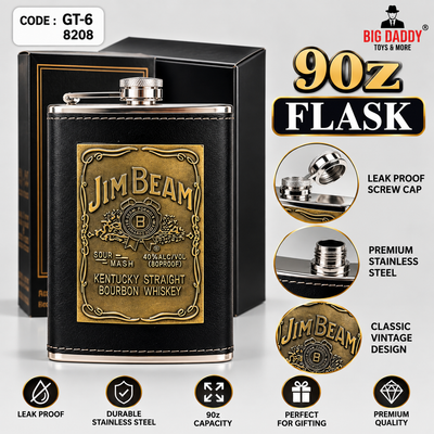jim Beam leather  Hip flask  9oz Code- GT6