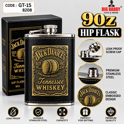 Jack Daniels Leather Hip flask  9oz Code- GT15