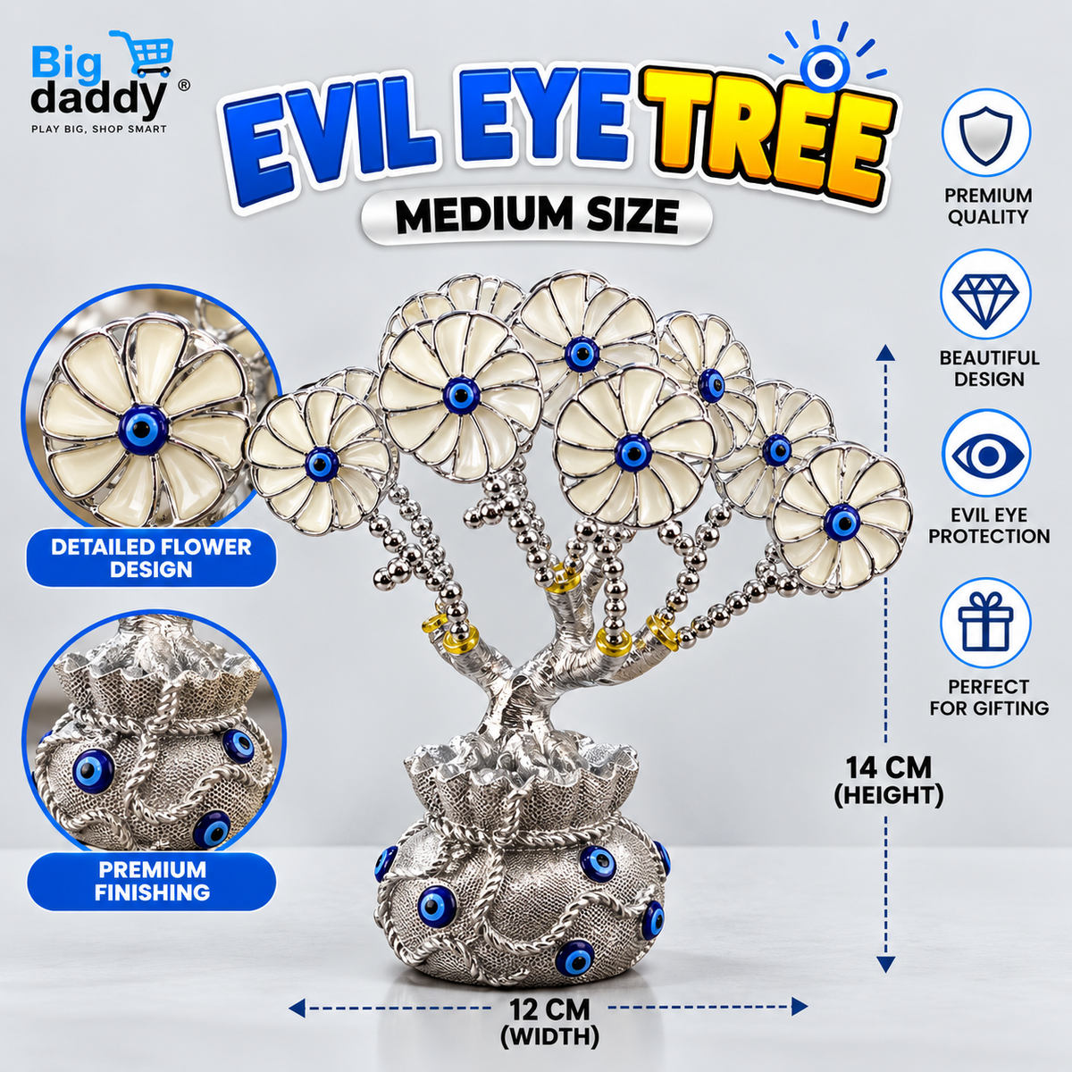 Medium size flower Evil eye tree - code 6002