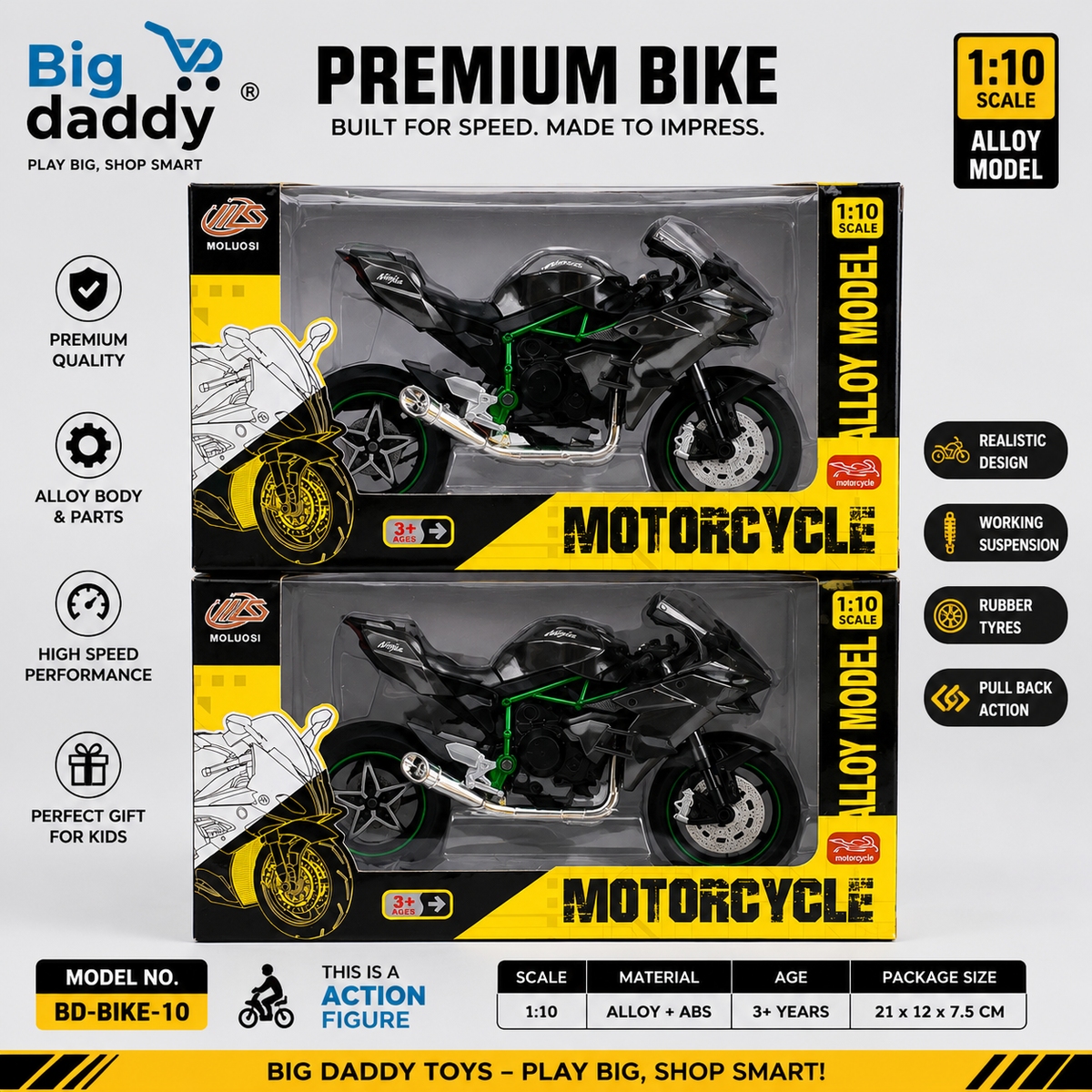 1:10 Ninja sports bike Diecast Black