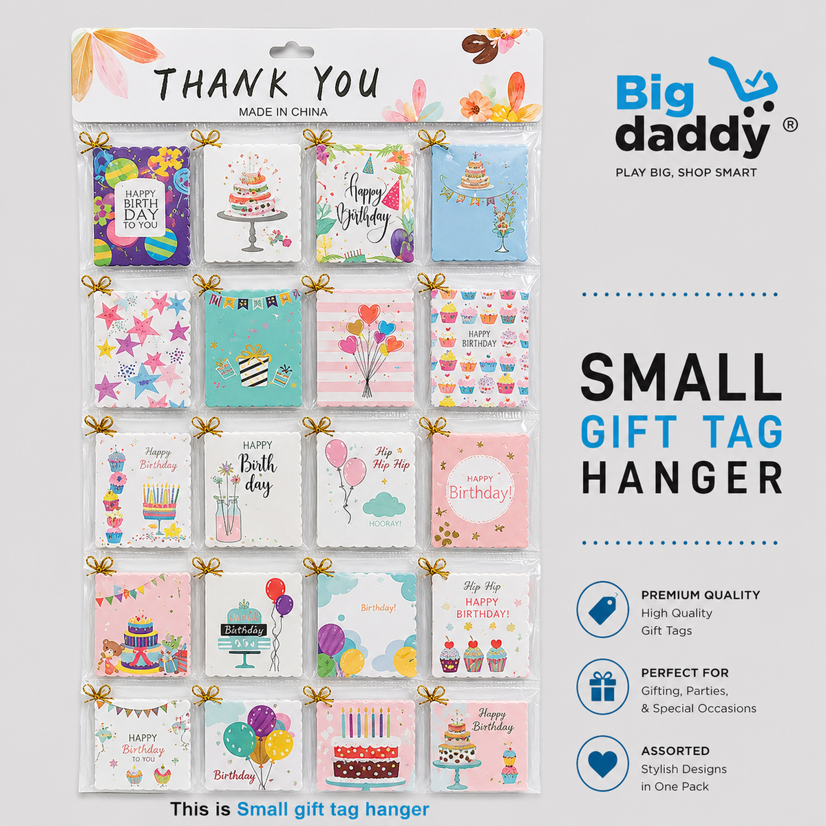 Birthday cake design name tags hanger pack of 160 pc