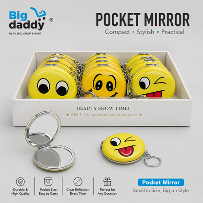 Smiley pocket mirror keychain