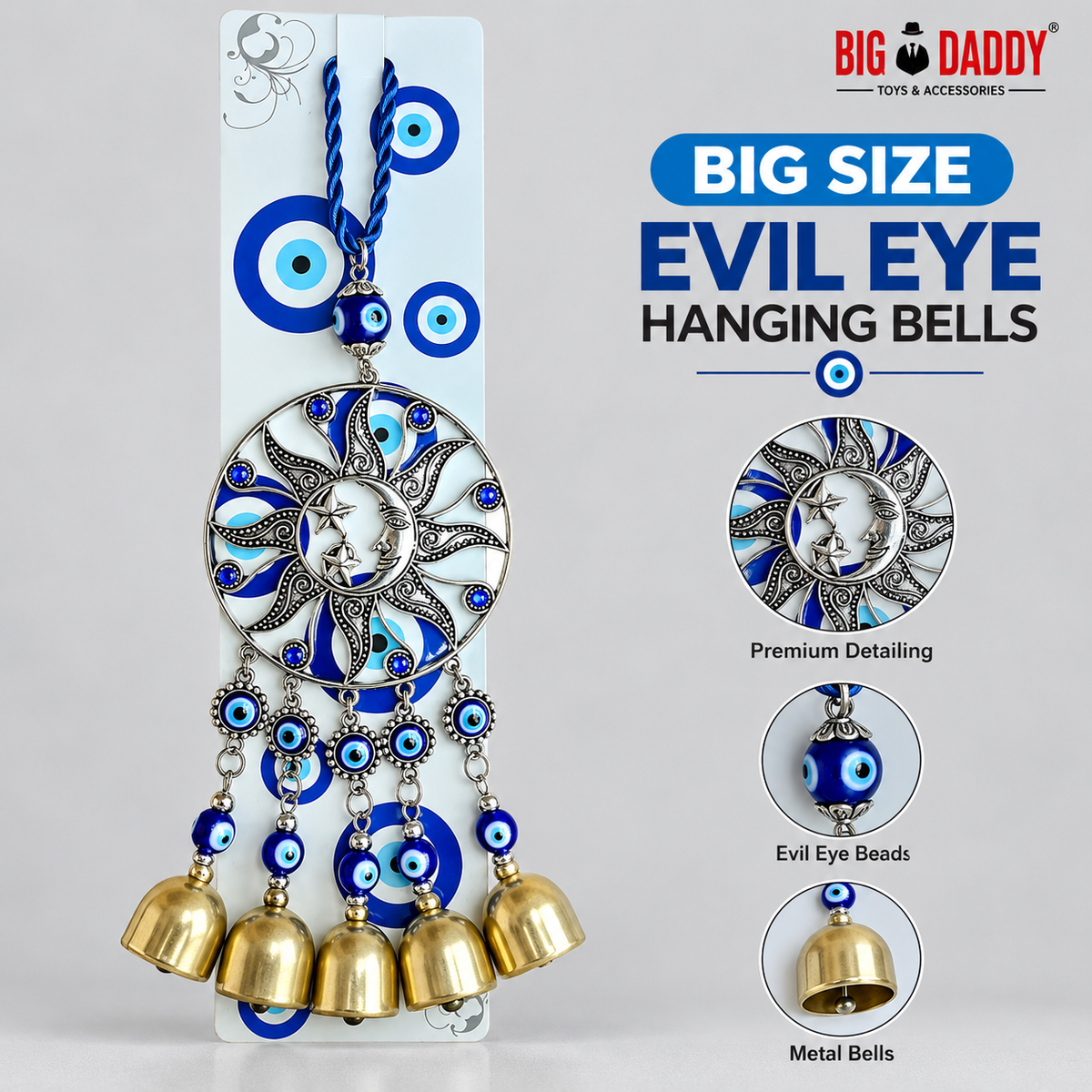 moon Evil eye bells wall hanging Pack of 3 ( Net price - 155 )