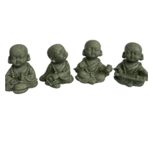 Grey Sitting Buddha 4pc