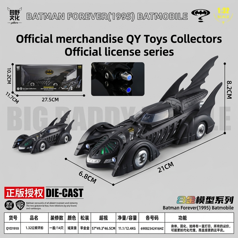 QY Toys Imported 1995 Batman Batmobile 1:32