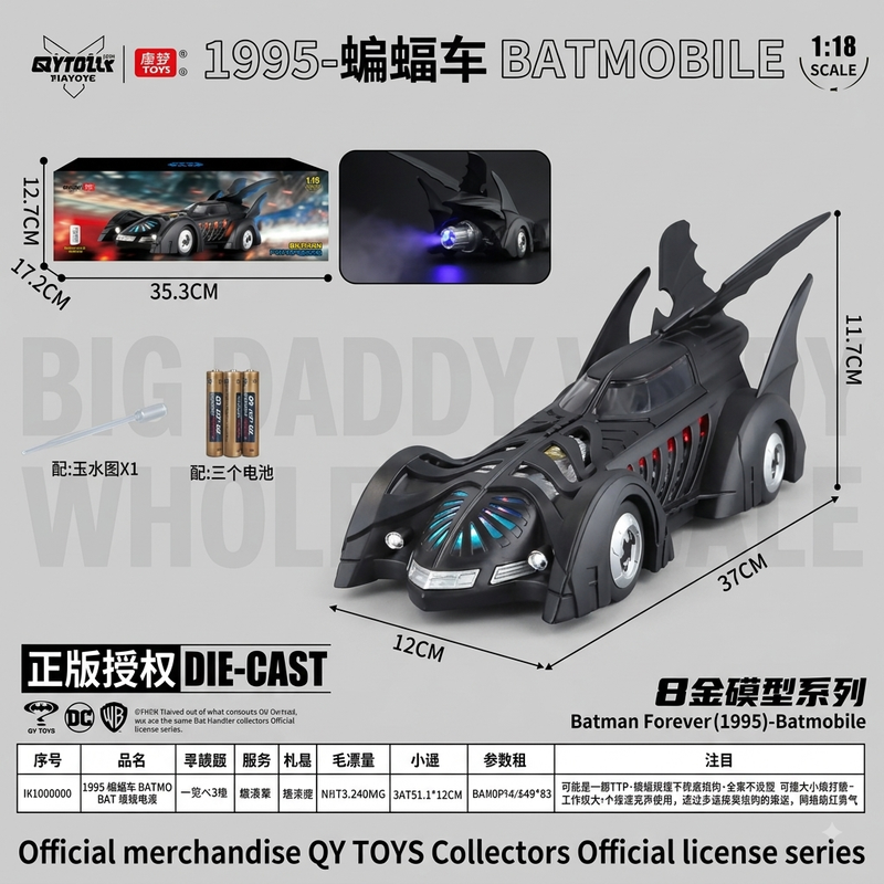 QY Toys Imported 1995 Batman Forever Batmobile – Dual-Wing Edition 1:18