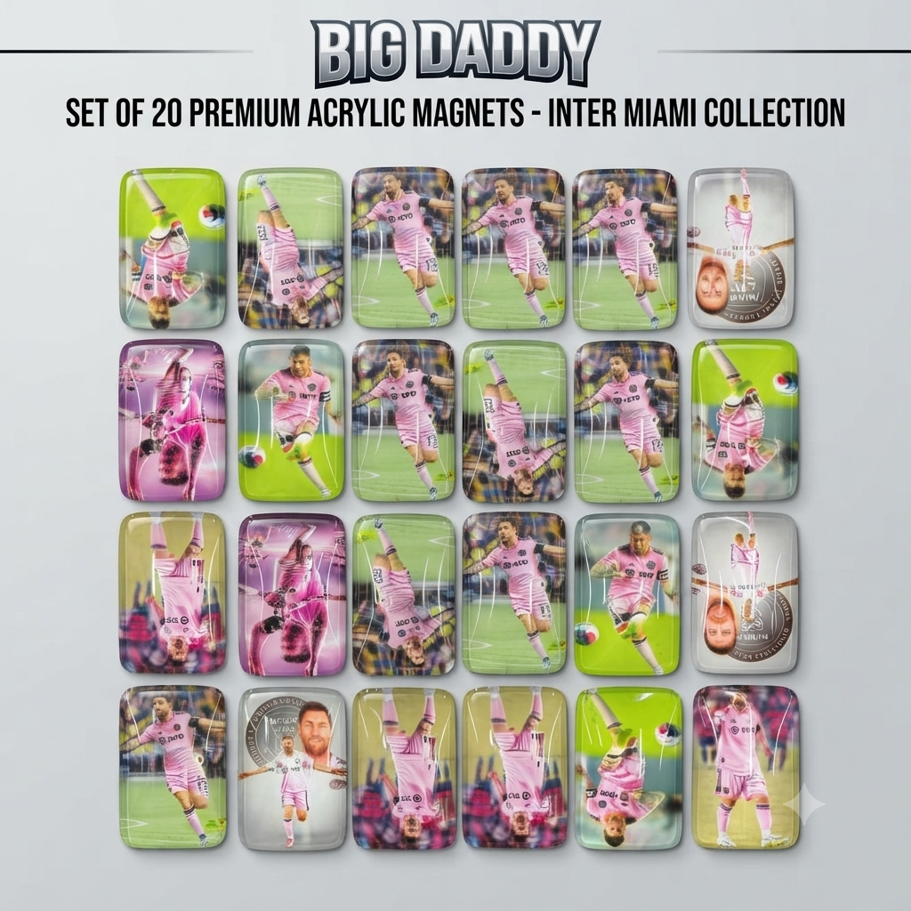 Pack of 24 Messi Pink Rectangular Big Size Glass Magnet Sheet (eff price 38 )