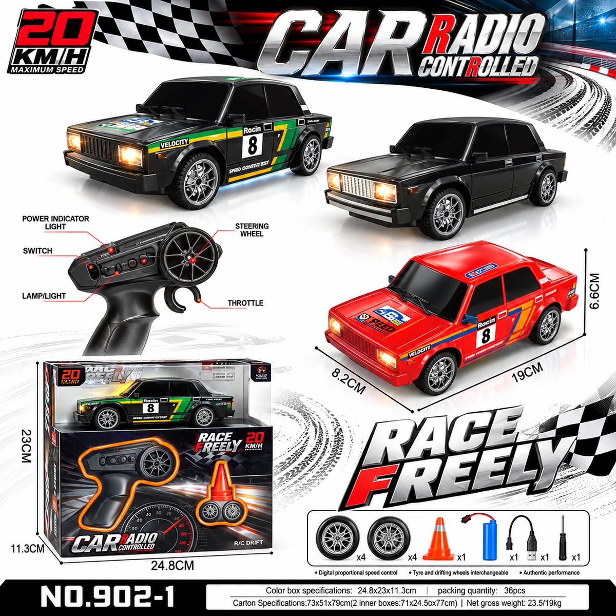 1:24 Scale 4WD RC Lada VAZ-2105 Drift Racing Car – 20 km/h