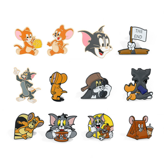 set of 7 Tom & Jerry Brooch Badge label pin