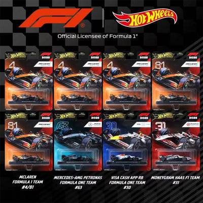 8 pcs - Hote-Wheels die-cast Formula 1 collectible cars from a premium assortment. net price 899
