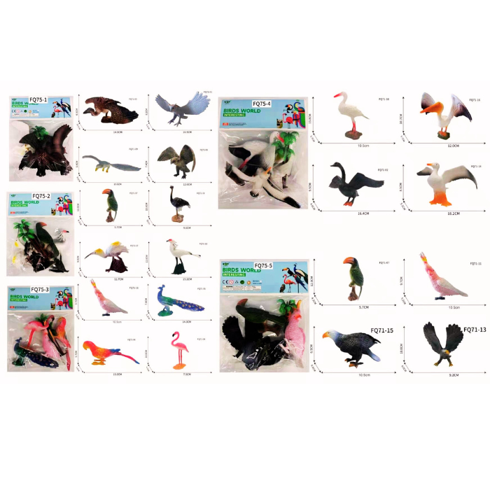 Bird Toy Set (4 birds, 1 tree inside)