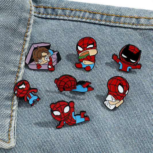 set of 5 Spidy Brooch Badge label pin