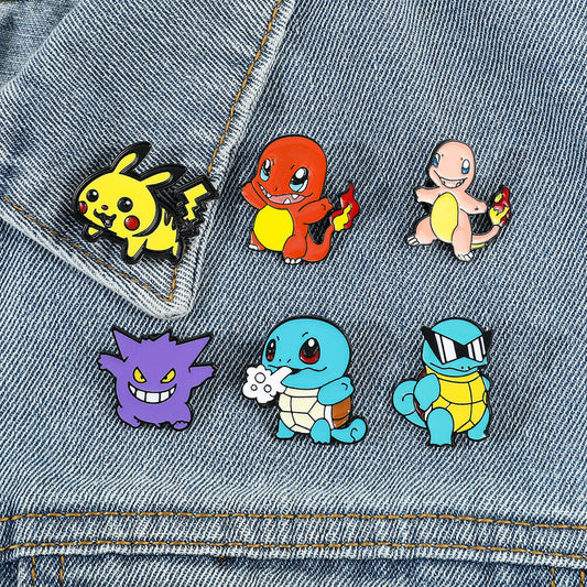 set of 6 Pokemon Brooch Badge label pin