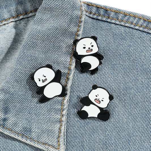 Set of 3 Panda Brooch Badge label pin