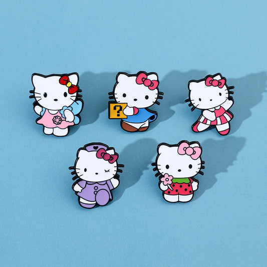 set of 5 Kitty Brooch Badge label pin