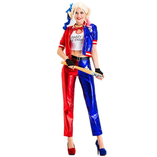Harly Queen Costume (jacket, tshirt, pants and gloves) Large