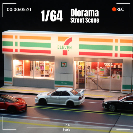 1:64 seven eleven parking scene (no car & people)