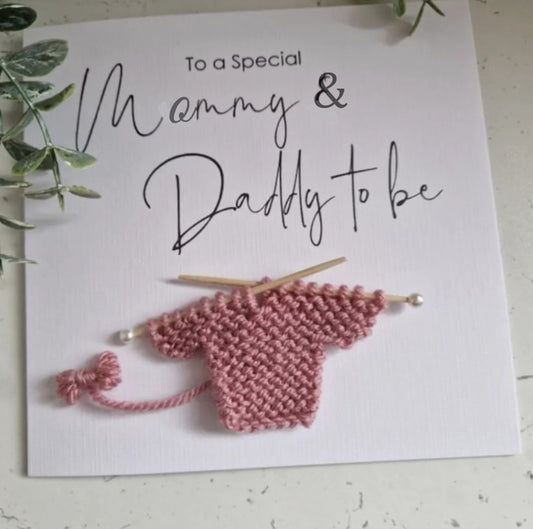 momy Daddy Sweater Greeting Card