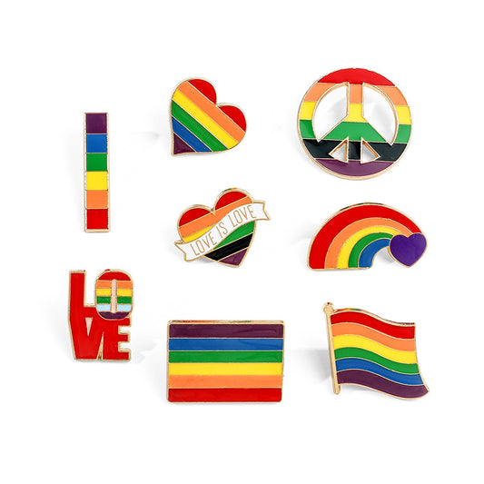 Set of 8 Pride Brooch Badge label pin