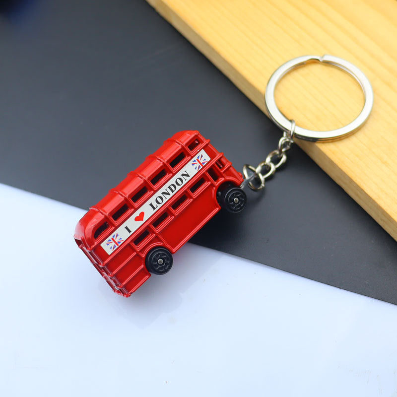 10 pc - Red Bus metal Keychain Net price 44