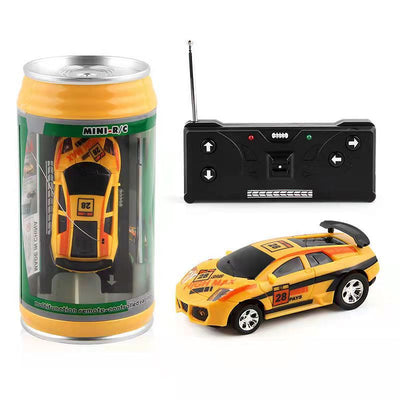 Mini RC Racing Car Toy with Remote Control in Can Packaging Yellow