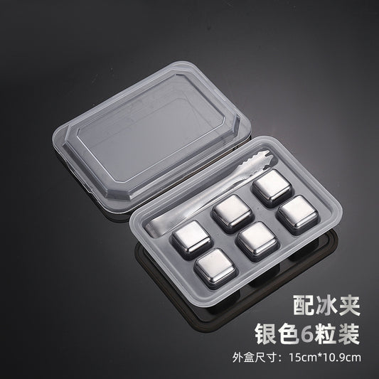 Stainless steel Trendy 6 ice cubes with a tong