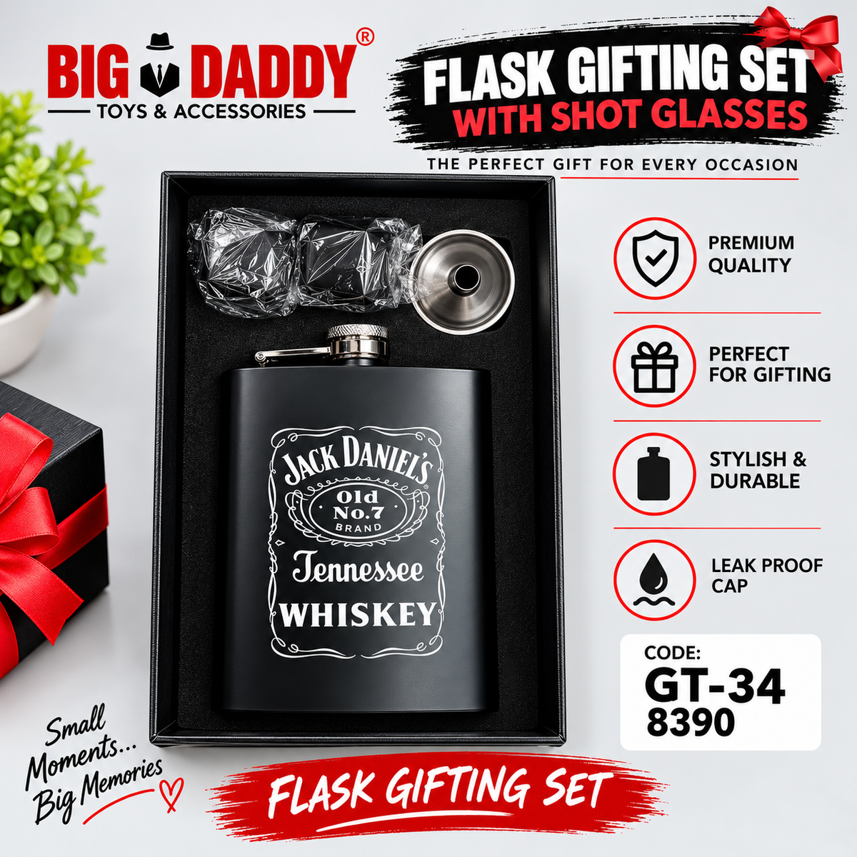 Jd flask set with glass - Gt34