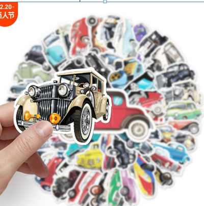 Vintage cars  Stickers set of 50