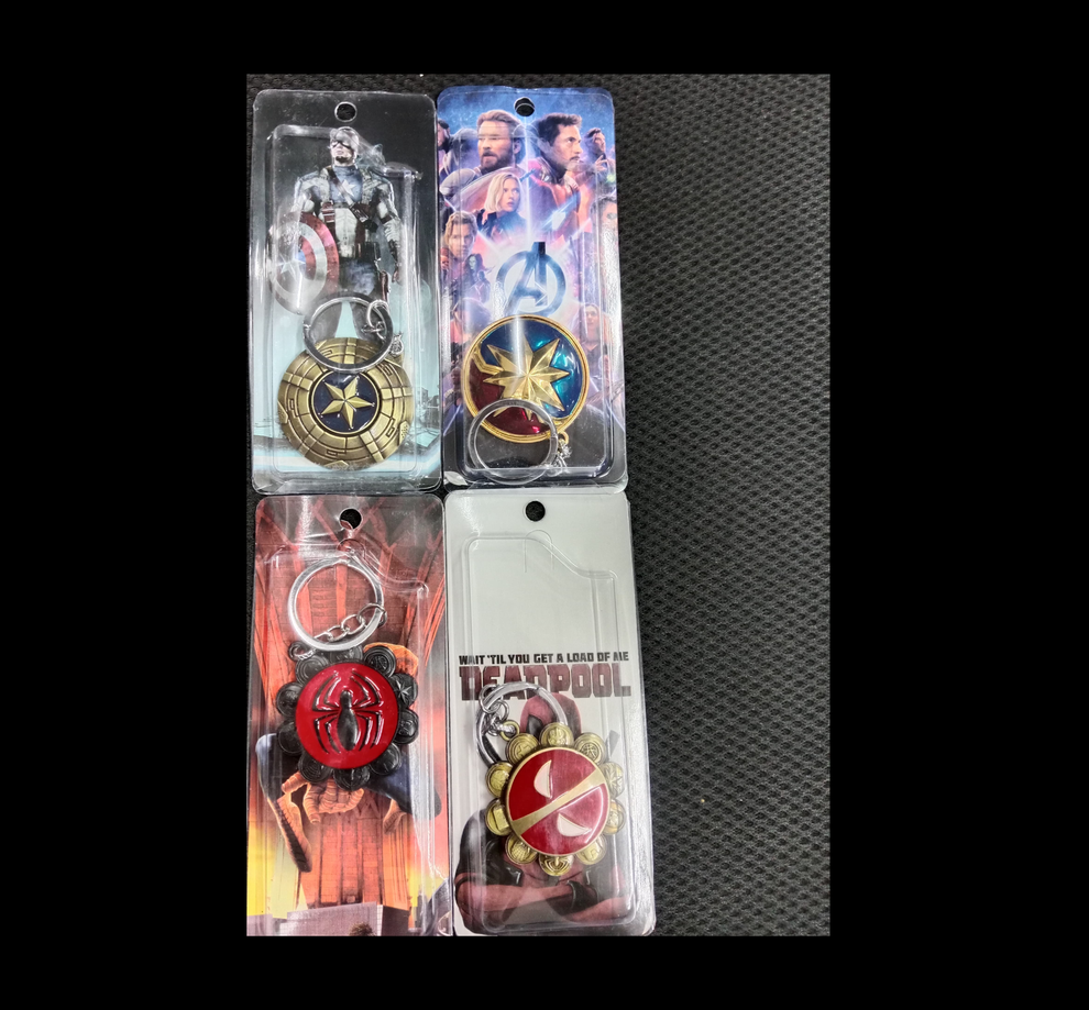 Superhero rotating mix keychain Pack of 5 (eff price 48) - Big Daddy Store
