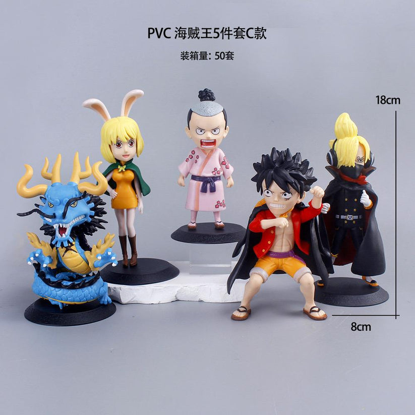 luffy Set of 5 Figures with blue dragon 18 cm