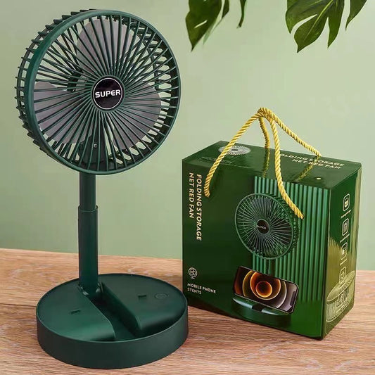Foldable table fan with phone stand