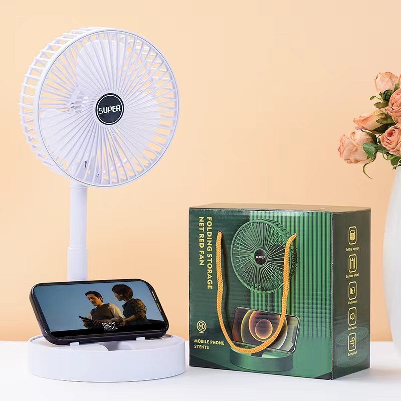 Foldable table fan with phone stand