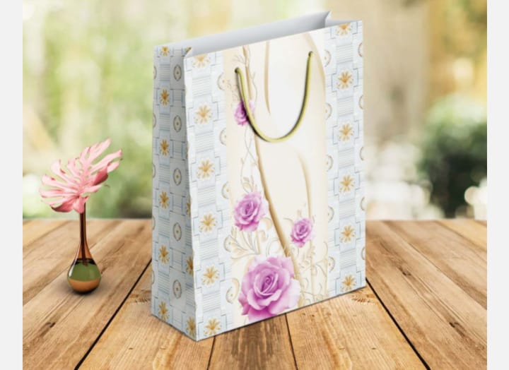 Rose print  small size paper gift bag Pack of 12