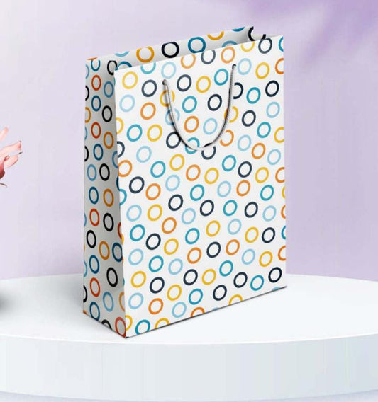 Circle print  Large size paper gift bag Pack of 12