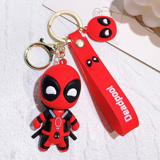 Superhero deadpole rubber keychain