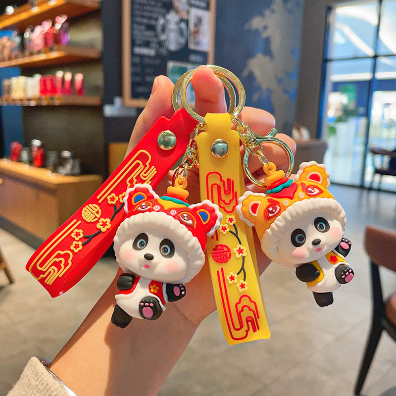 Cute panda rubber keychain